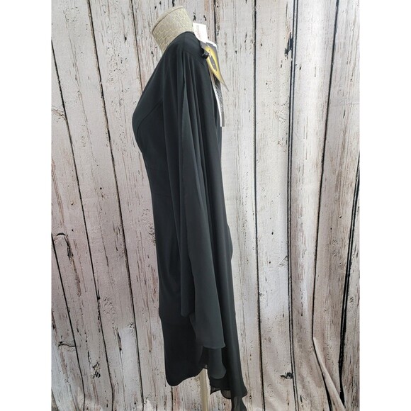 BF Women's Size 4 Dalia MacPhee Black Shear Caped Long Sleeve Sheath Dress $260! - Picture 11 of 15